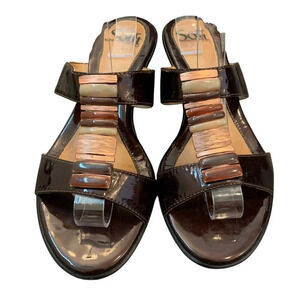 Sofft Heels Sandals Womens 8 Brown Beaded Leather Vacation Beach Wedding Comfort
